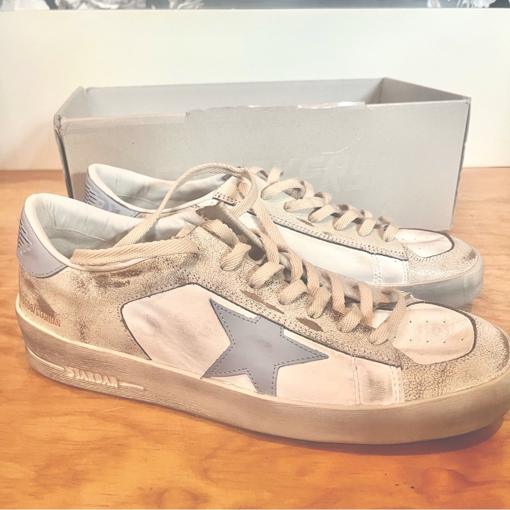 Golden Goose Stardan White / Fog Blue Mens 43 / 10